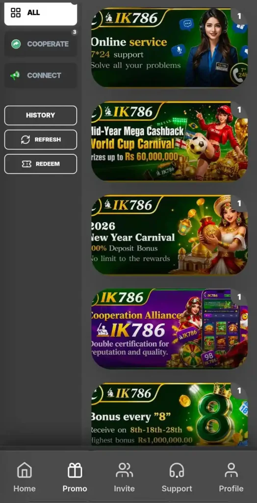 IK786 Game App promotion center of game