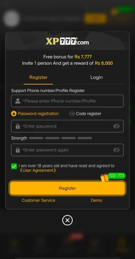 XP777 Game Register